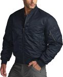 Men's Fall Winter Padded MA 1 Flight Bomber Jacket Water Resistant