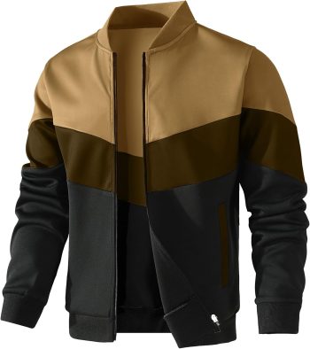 Men's Color Block Lightweight Casual Bomber Jacket