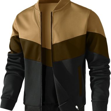Men's Color Block Lightweight Casual Bomber Jacket