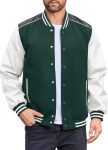 Men's Casual Leather Sleeve Letterman Bomber Coat