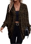 Women's  Leopard Print Open Front Cardigan Casual Fall Jacket