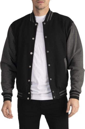 Men's Varsity Baseball Jacket with Snap Buttons