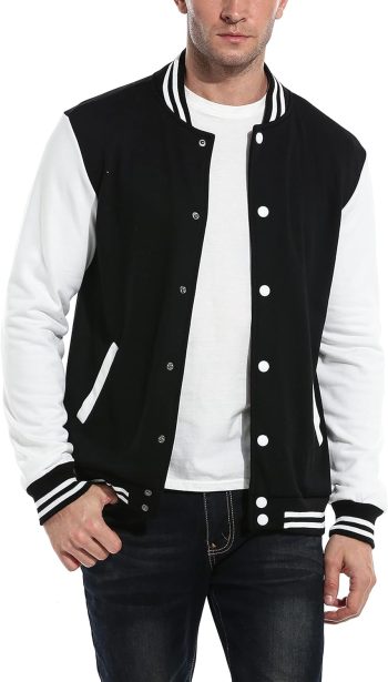 Men's Slim Fit Cotton Letterman Baseball Bomber Jacket
