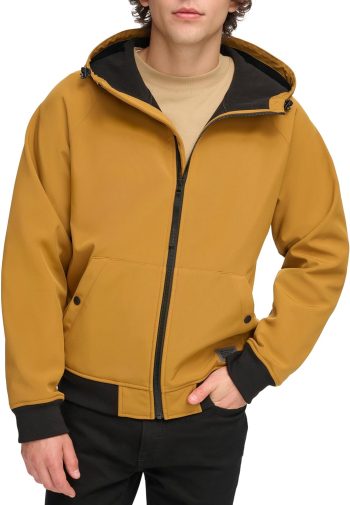 Men's Hooded Water Resistant Softshell Bomber Jacket