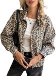 Women's Cropped Floral Zip Up Denim Bomber Jacket Vintage Collar