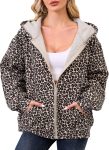 Women's Camo Maple Leaf Print Oversized Hooded Fleece Zip Sweatshirt