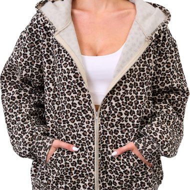 Women's Camo Maple Leaf Print Oversized Hooded Fleece Zip Sweatshirt